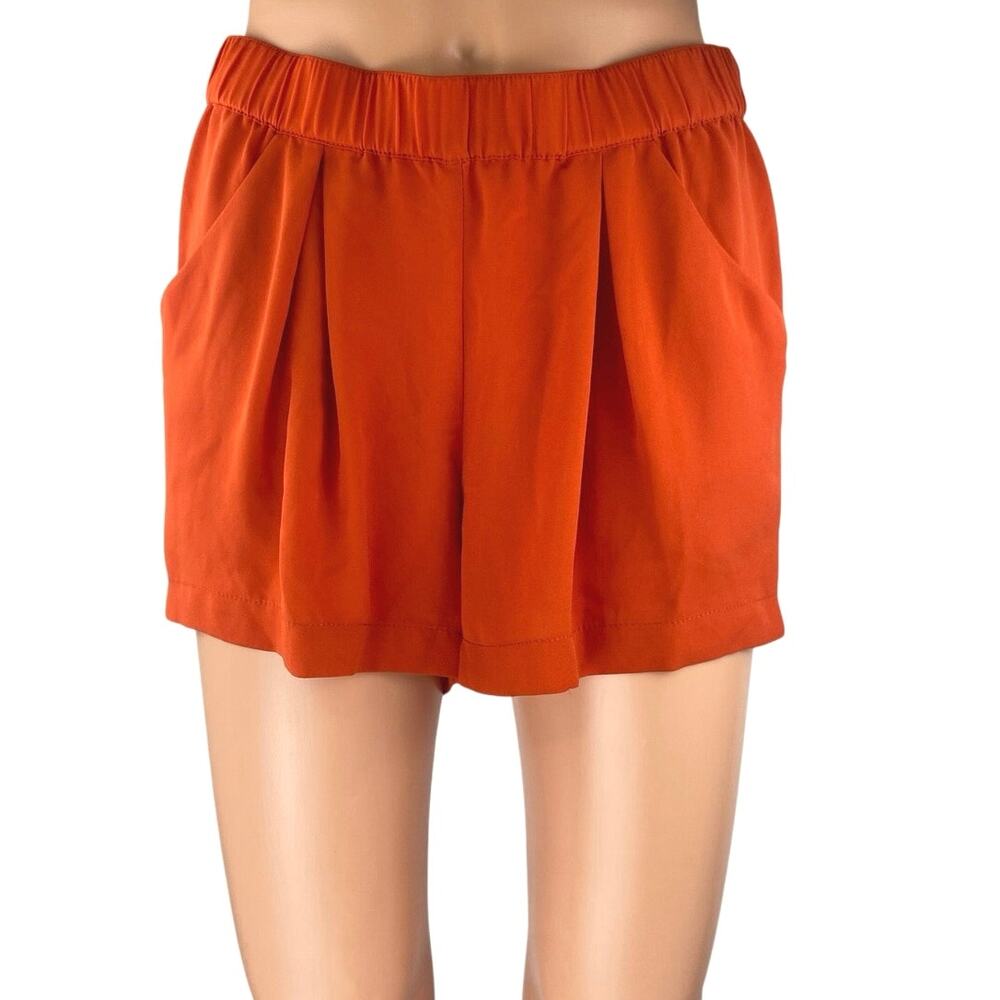 BCBGMaxazria Women's Orange Pleated Elastic Waist Casual Lounge Shorts Size S